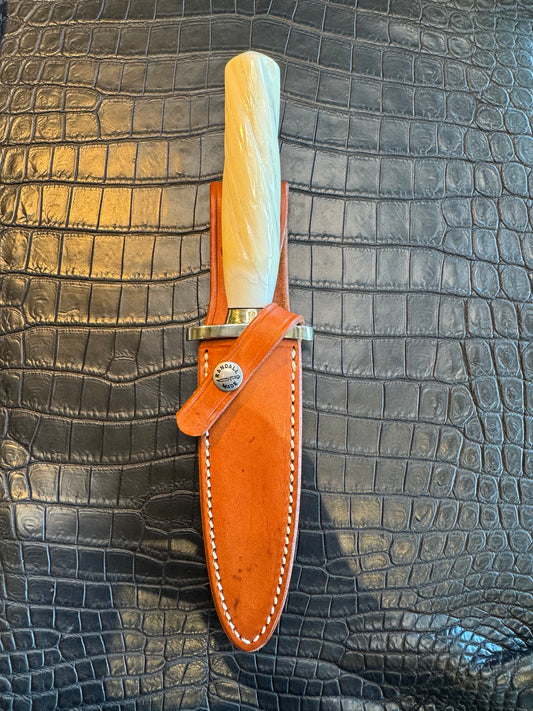 Rare Randall Model 2-5 in Beautiful Spiraled Narwal, Nickel Silver Hilt and natural end.