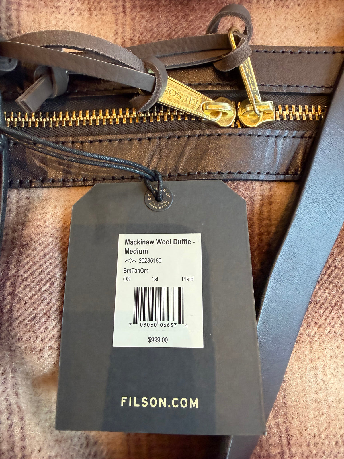 Rare Filson Mackinaw Wool Duffle Medium Brown Tan Ombre Wool and Leather NWT Made in USA - 20286180