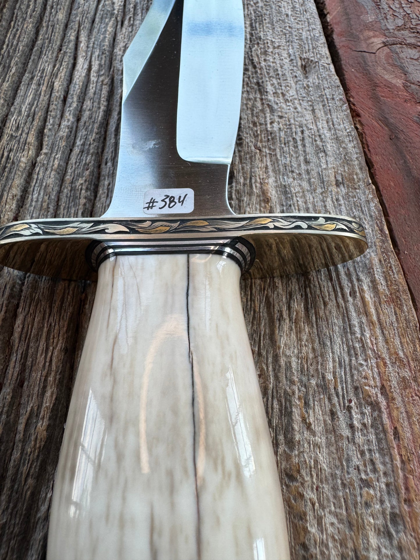 Nice Randall Knife Model 12-8 Big Bear. Gorgeous piece of creamy Fossil Walrus Ivory. Jere Davidson gold inlay engraved Nickel silver hilt and butt plate,Stainless steel.
