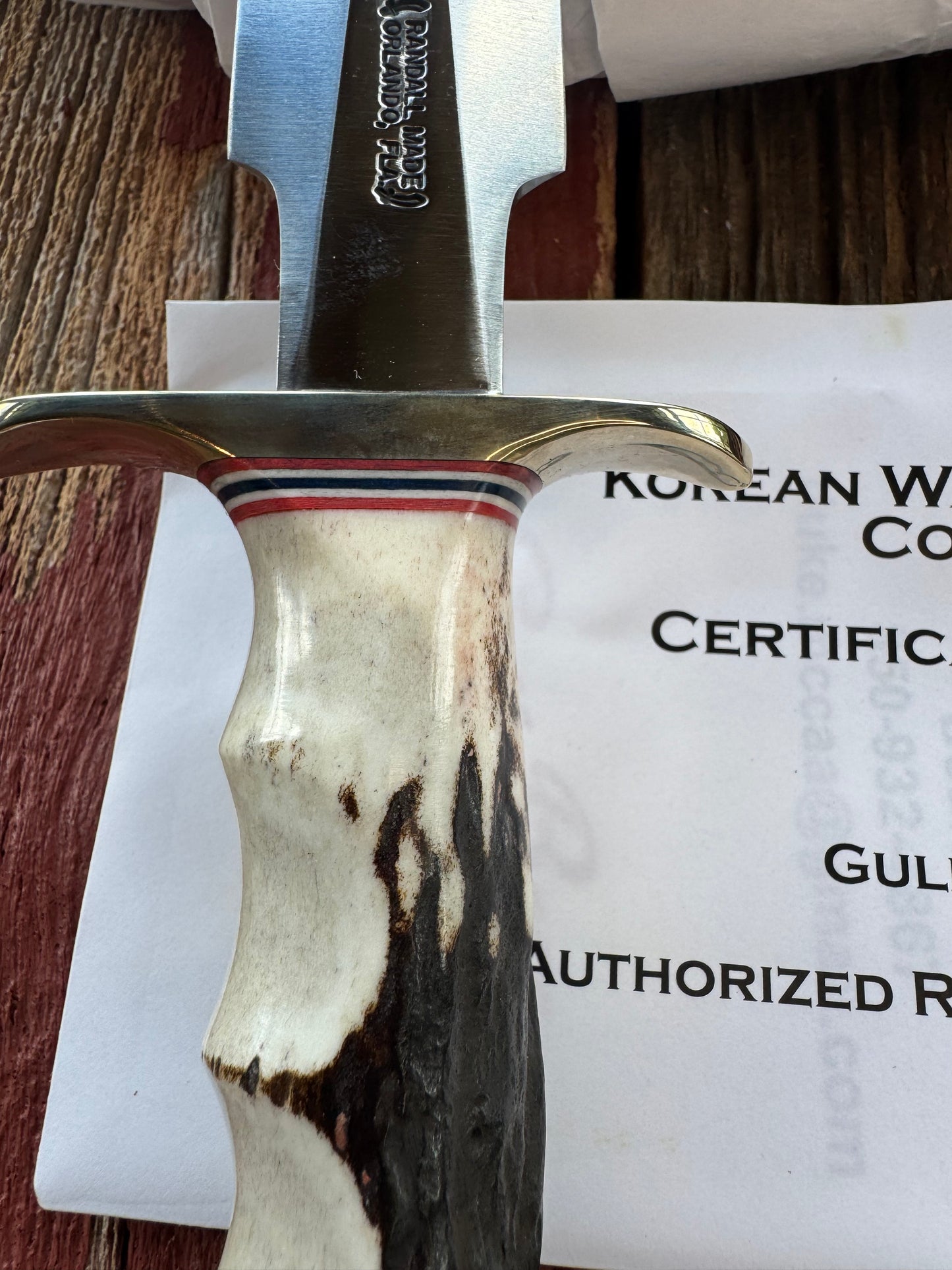 New in Paper Randall Knife Model 2-7 Korean War Commemorative 1 of 50 made Stag with finger grooves.