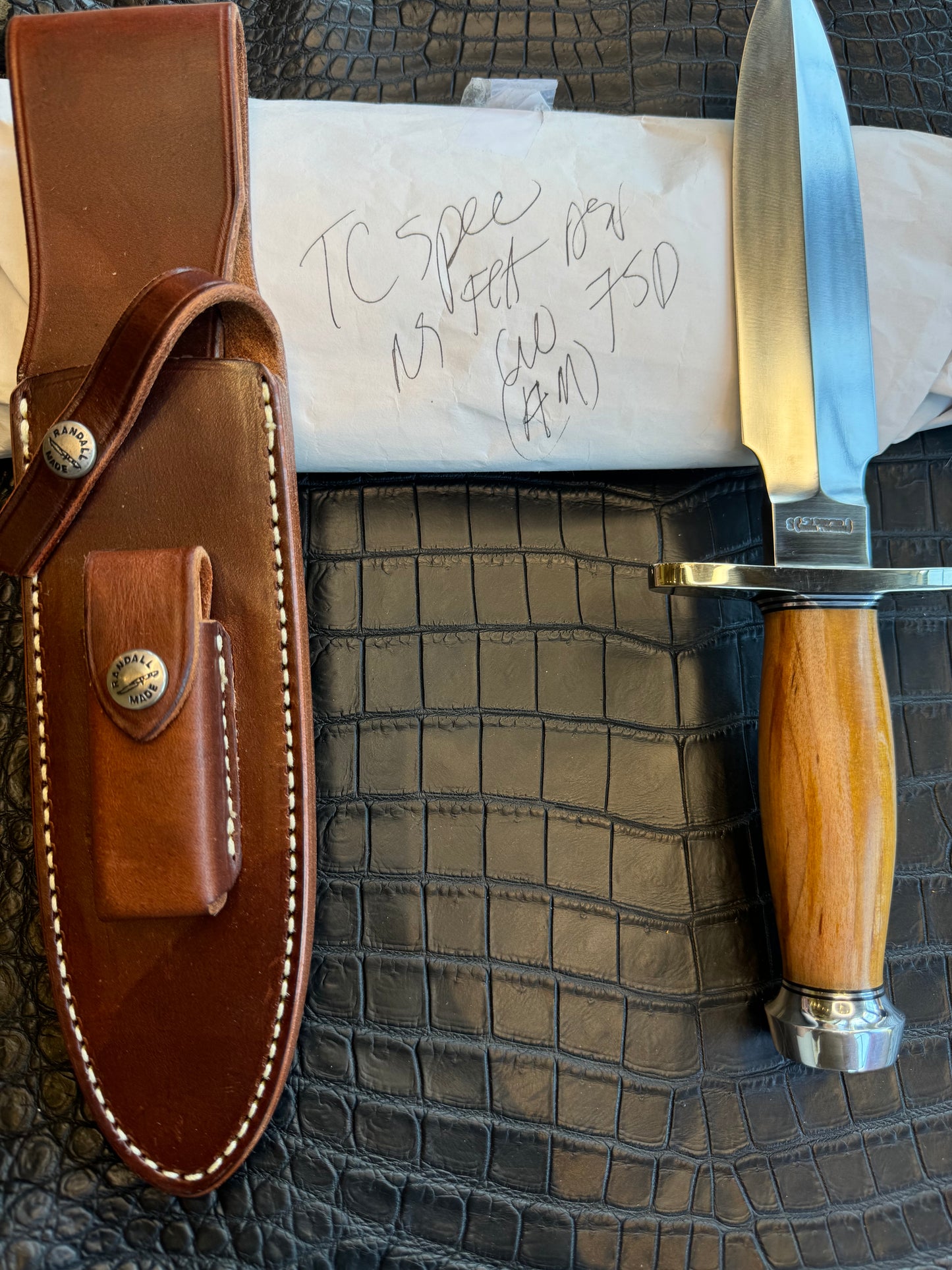 New in Paper Randall Knife Clinton Special TC Nickel Hilt Stainless Steel Cedar Wood Handle.