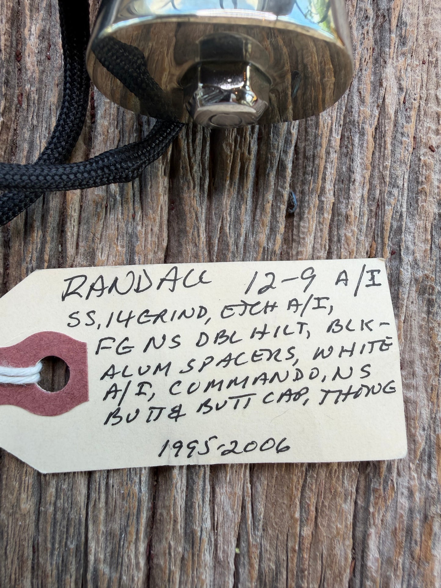 Rare Randall Model 12-9 AI Alternative Ivory etched in the blade, SS NSH + Buttcap Lanyard Wickersham Book noted, Lanyard