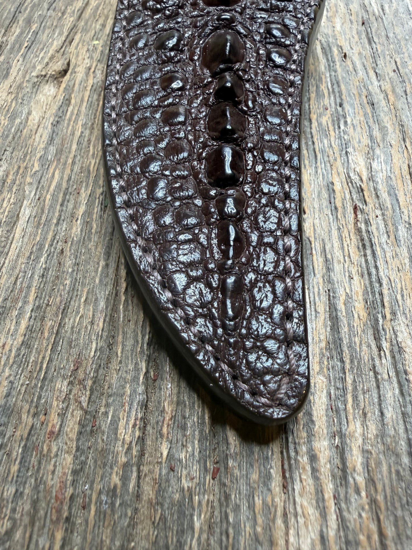 Randall Model 12-8 “Big Bear” Sheath in Exotic Dark Brown Snapping Turtle by Treeman. FCH and new black canteen snap… Spiked Dragon tail portion of the turtle.