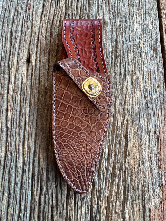 Randall Model 19-5 Exotic Brown Hornback Crocodile Sheath from Treeman.