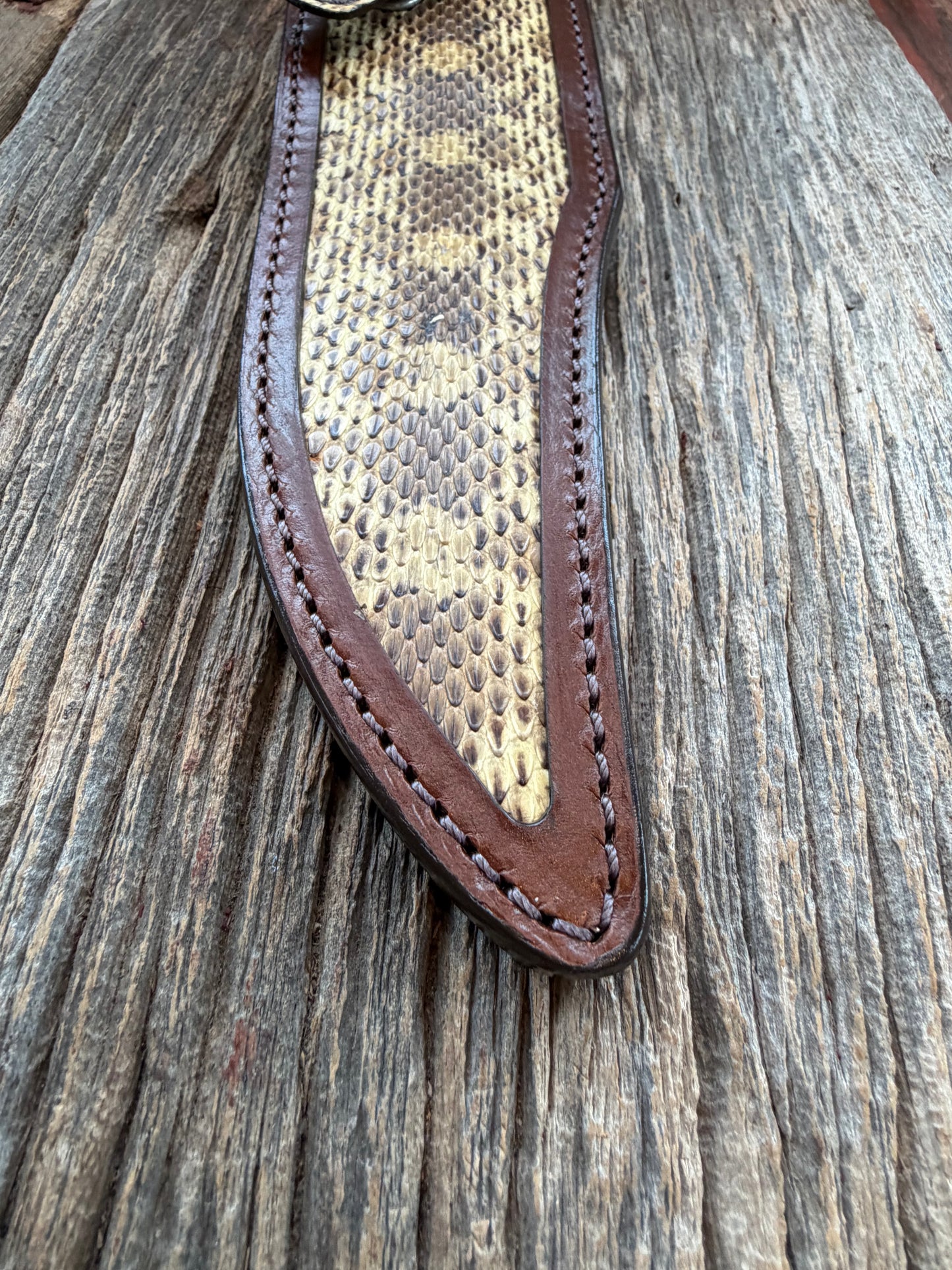 Randall Model 12-8 Big Bear Sheath in Exotic West Texas Yellow Gopher Snake from Treeman Sheaths.
