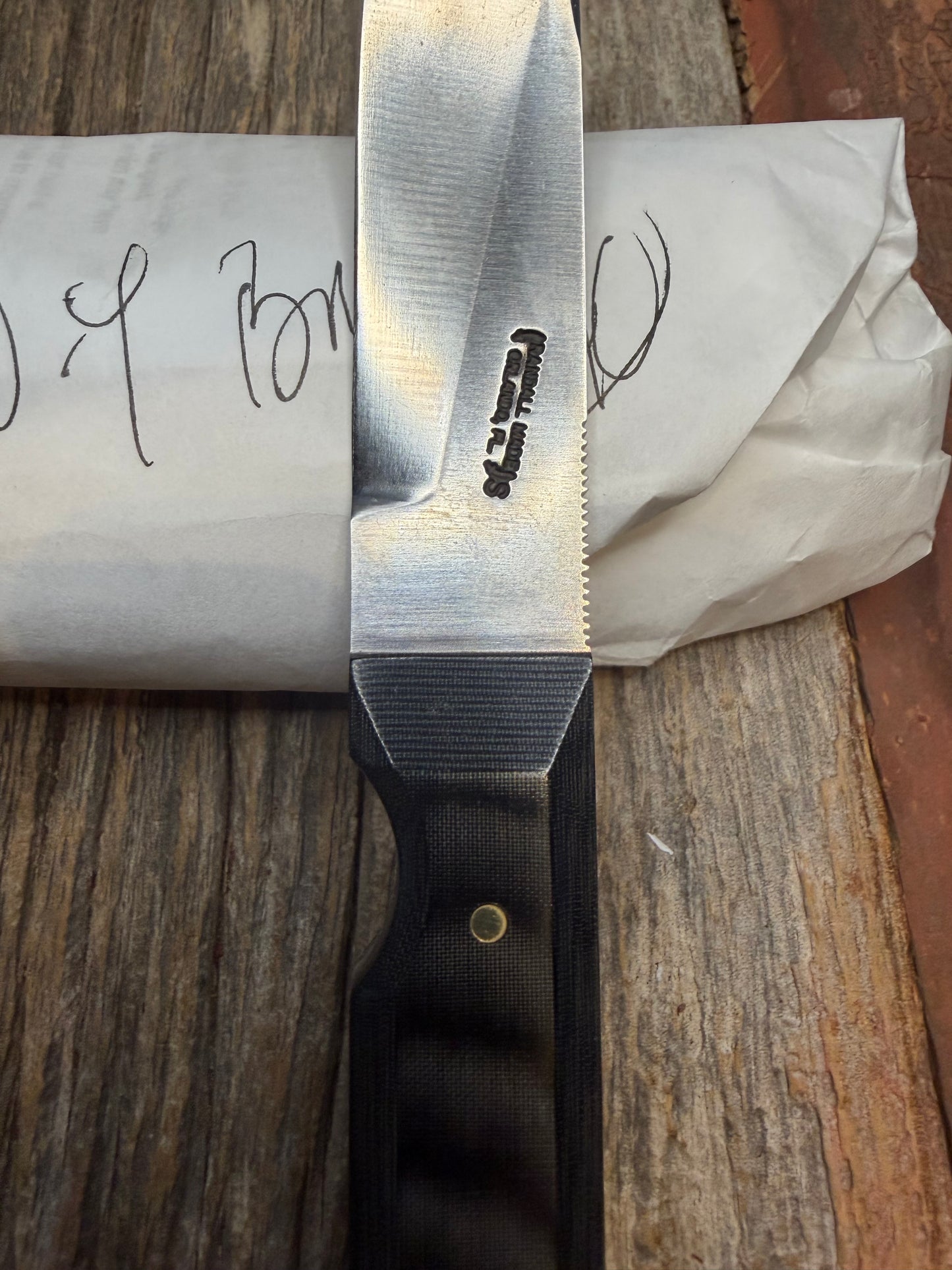 New in Paper Randall Knife Model 10-4 Fisherman Black Micarta Handle Stainless Steel