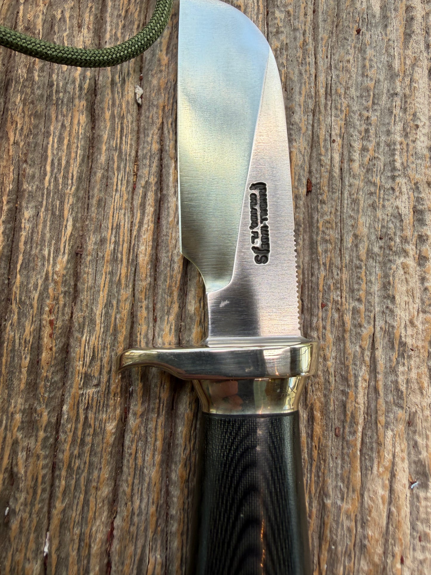 New Randall Non Catalog Model  Cattleman. Black Micarta handle. Nickel silver single hilt and collar. Stainless blade.