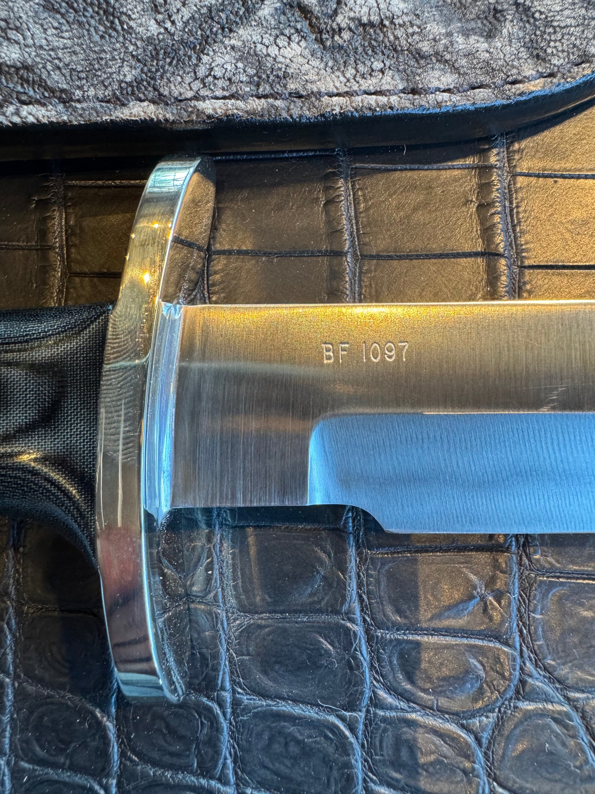 Very nice Randall Knife Buxton Fighter Black Micarta BF # 1097 Stainless Blade plus Elephant Treeman