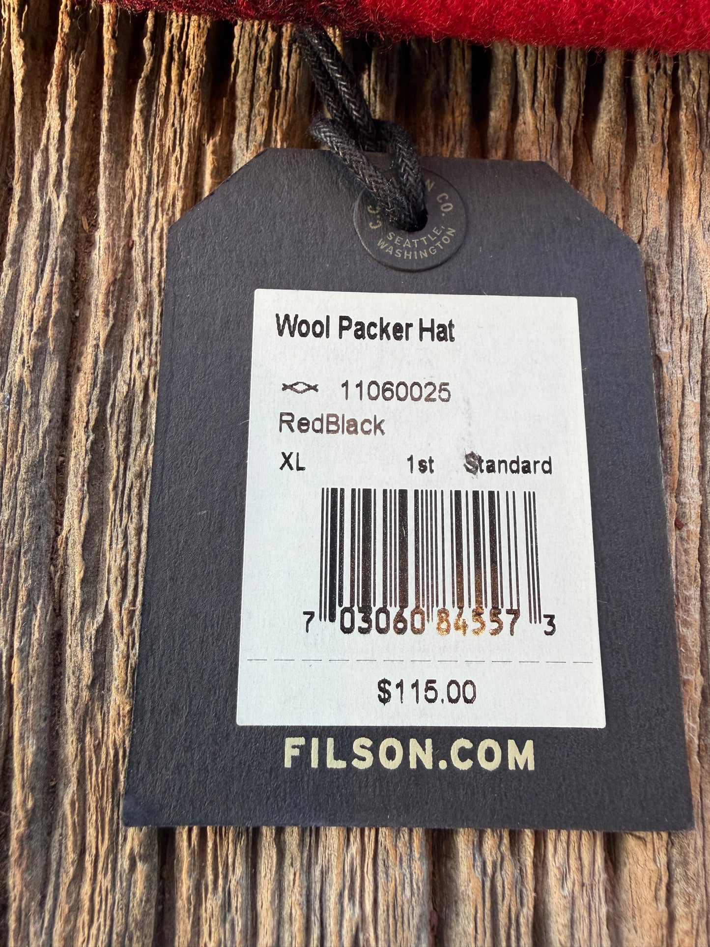 Filson Wool Packer Hat XL Red/Black Buffalo Mens NEW Fedora Made USA