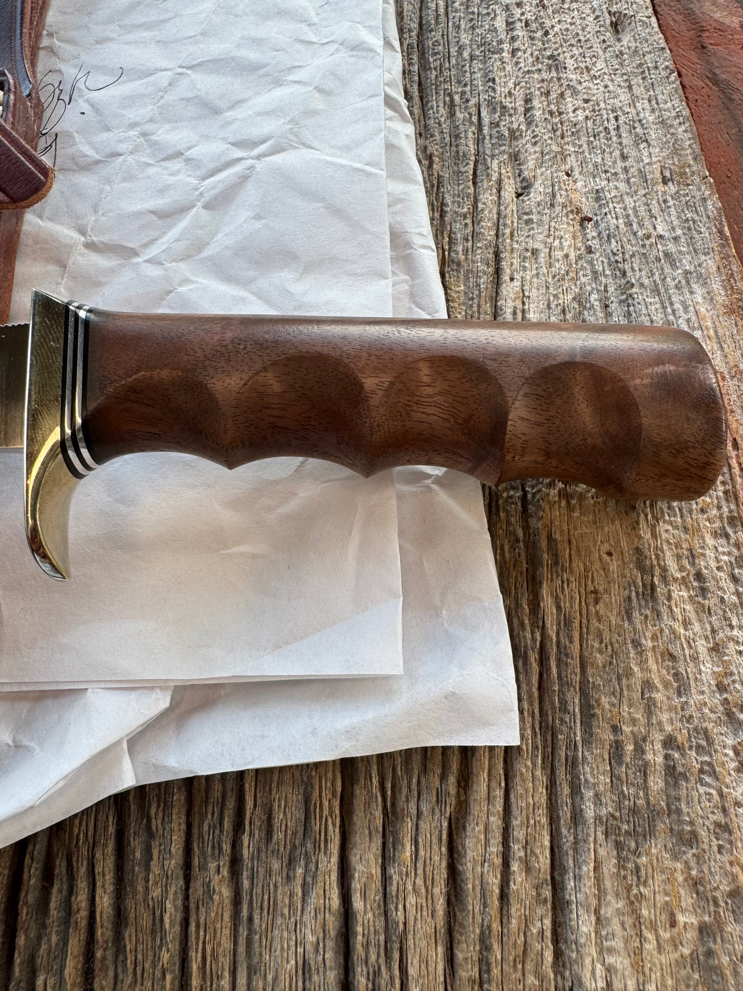 New in Paper Randall Knife Model 12-6 , Thuya wood, NSH , Finger grooves, Stainless