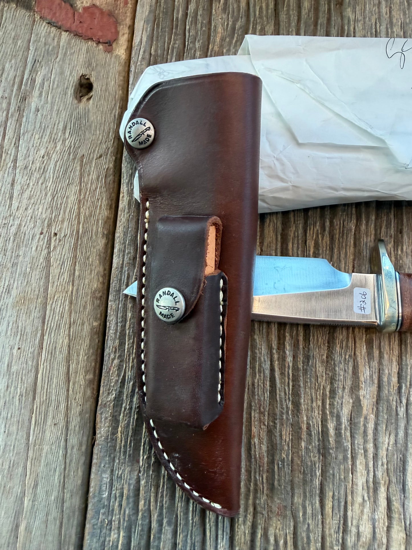 New in paper Randall Knife Model 25-5 Trapper in Stag Leather Handle Stainless Blade, NSH (Copy)