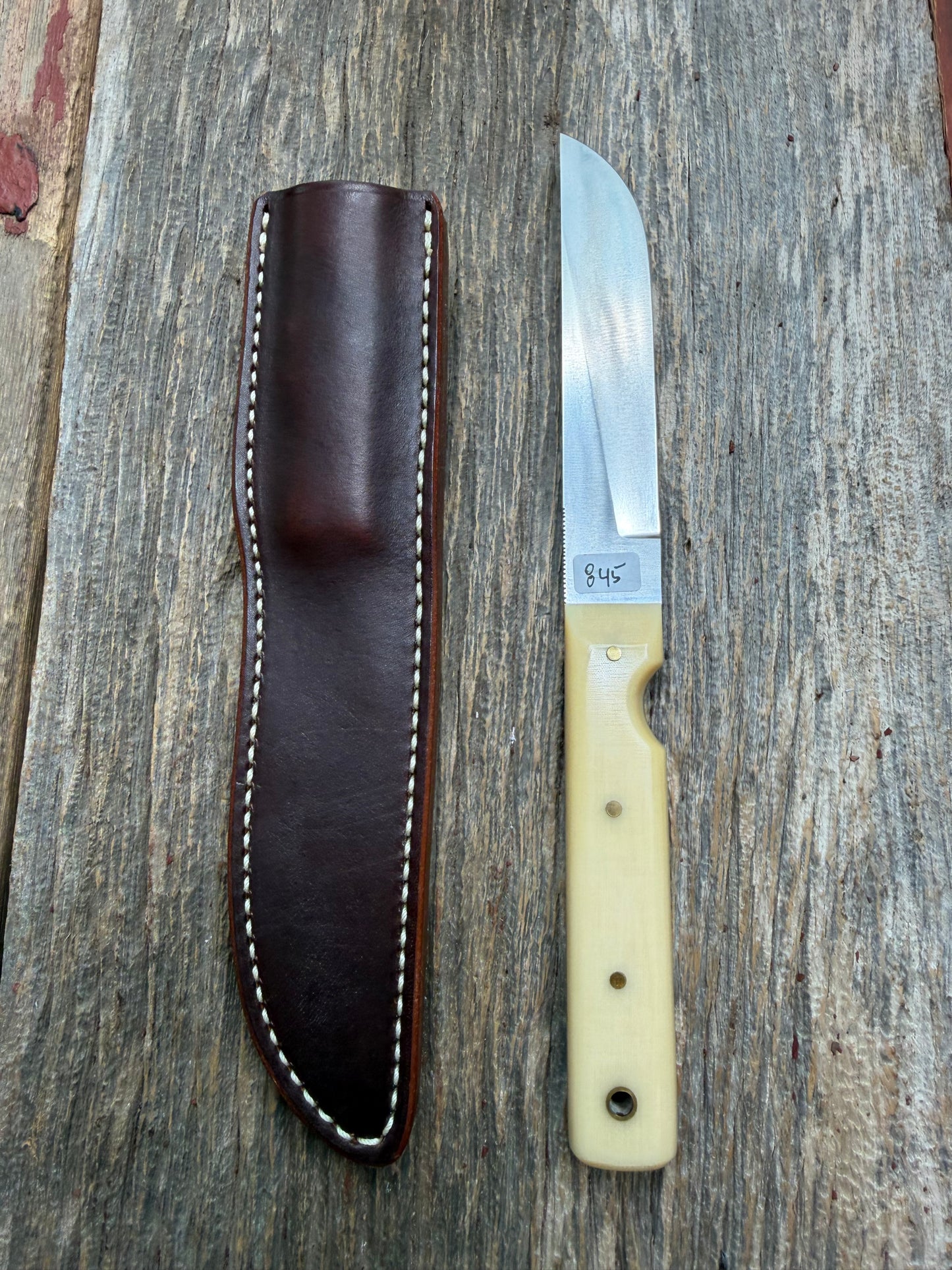 Nice rare Randall Knife Model 10-5 Fisherman in dealer supplied None Linen Micarta handle. Stainless Blade
