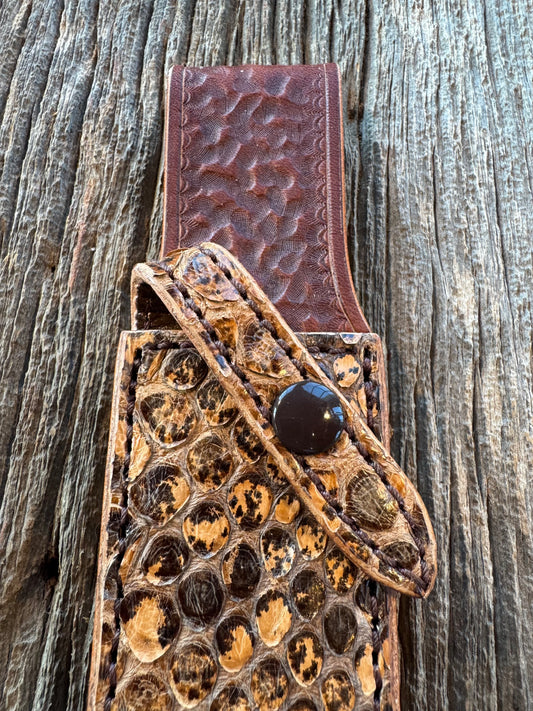 New Randall Sullivans by Gutcher Exotic Python Knife Sheath for a Model 1-7 with Sharpening Stone.
