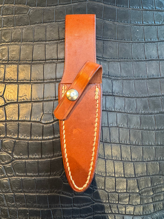 Randall Model 2-4 Sheath (with Stone) in Tan Leather made by Johnson Sheaths in the 90’s for Randall Knives.