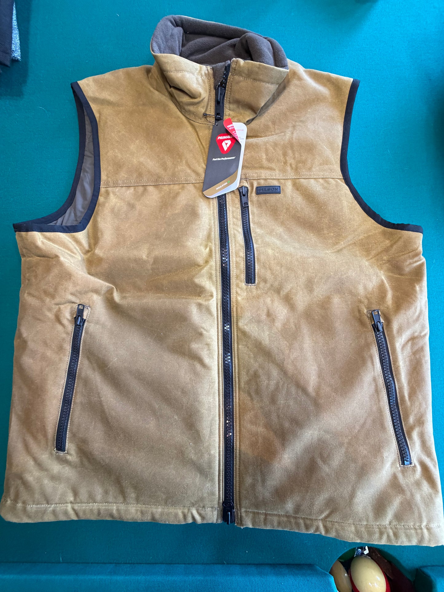 NWT Filson TIN CLOTH PRIMALOFT VEST in DARK TAN Extra Large NWT