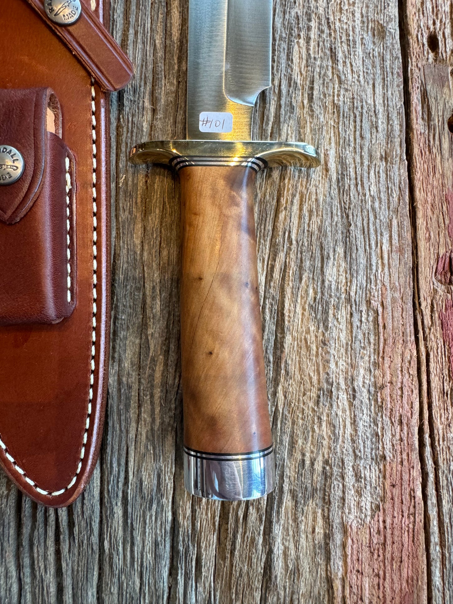 Nice Randall Knife Model 14-7 1/2 Thuya Burl Nickel Silver Hilt, Stainless Steel Blade