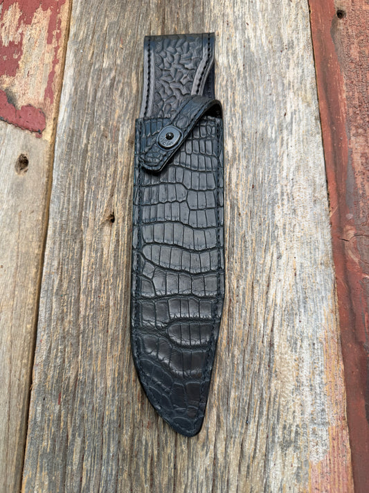 New Randall Model 12-9 Sheath in Exotic Black Matte Crocodile from Treeman with the newest Black Canteen snap. Killer sheath.