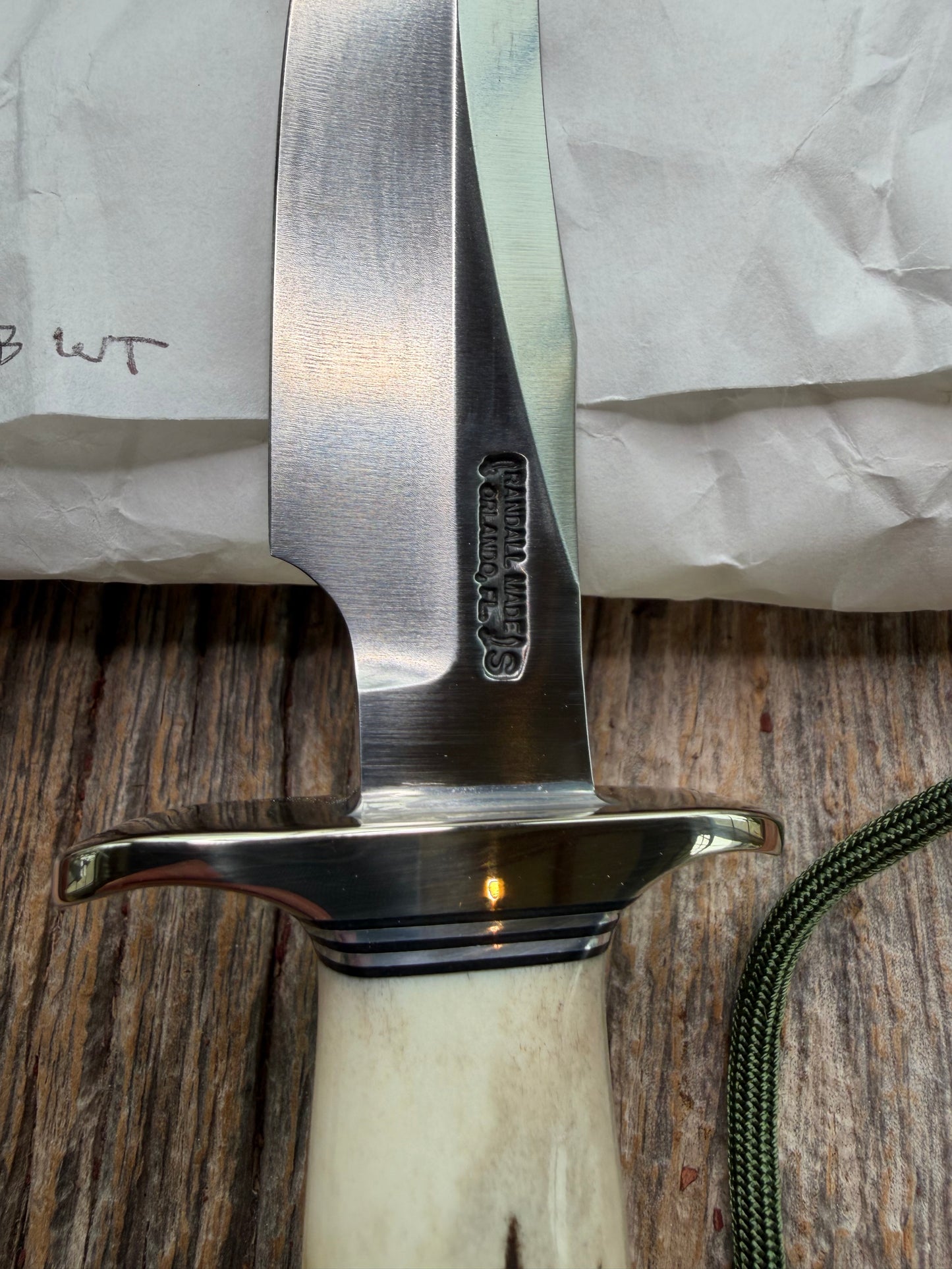 New in Paper Randall Knife Model #8-4 Old Style Trout And Bird Stag Handle, Stainless steel, Lanyard.