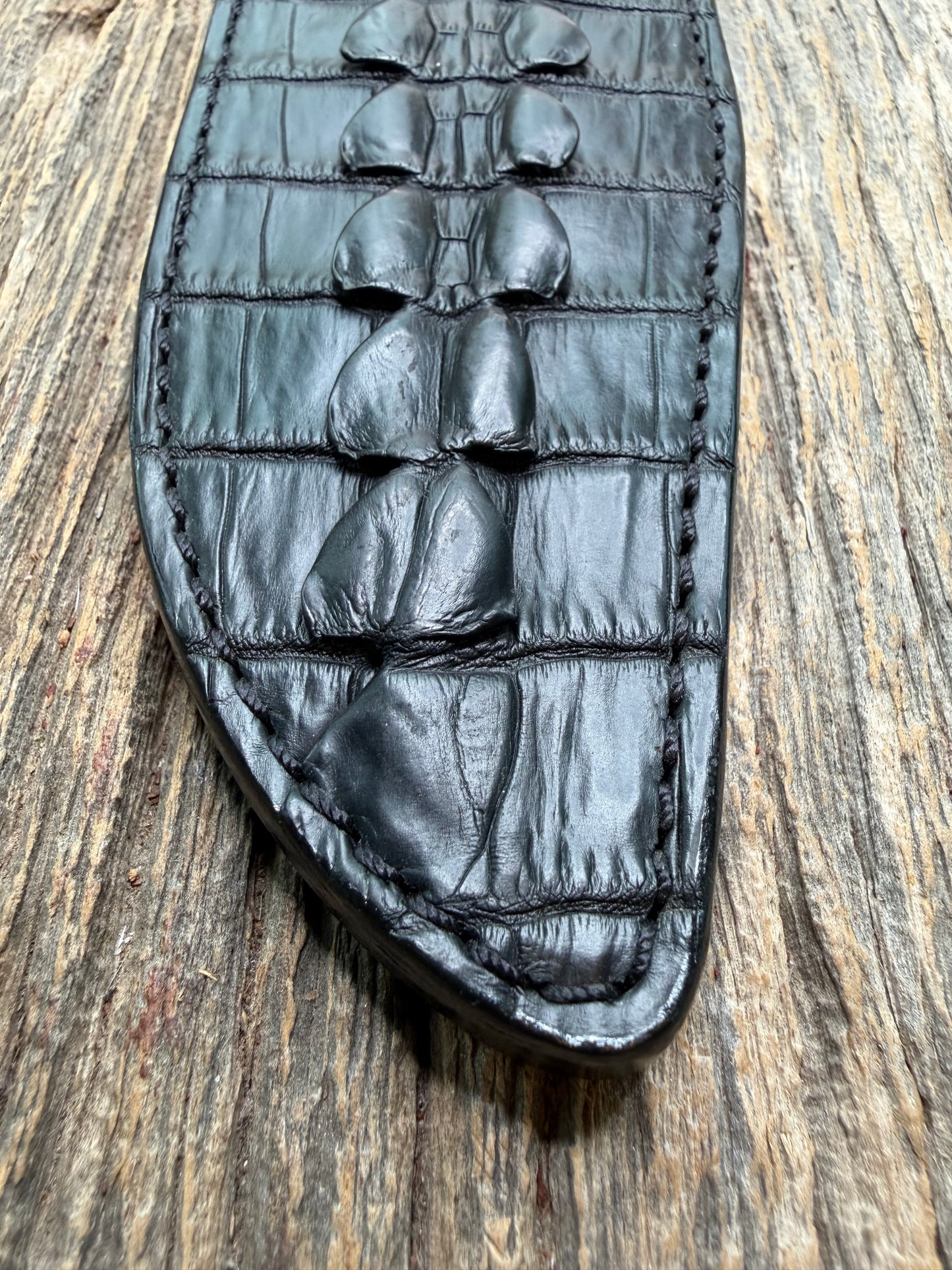 Randall Model 12-9 Sheath in Exotic Black Crocodile tail by Treeman. FCH and a silver canteen snap…