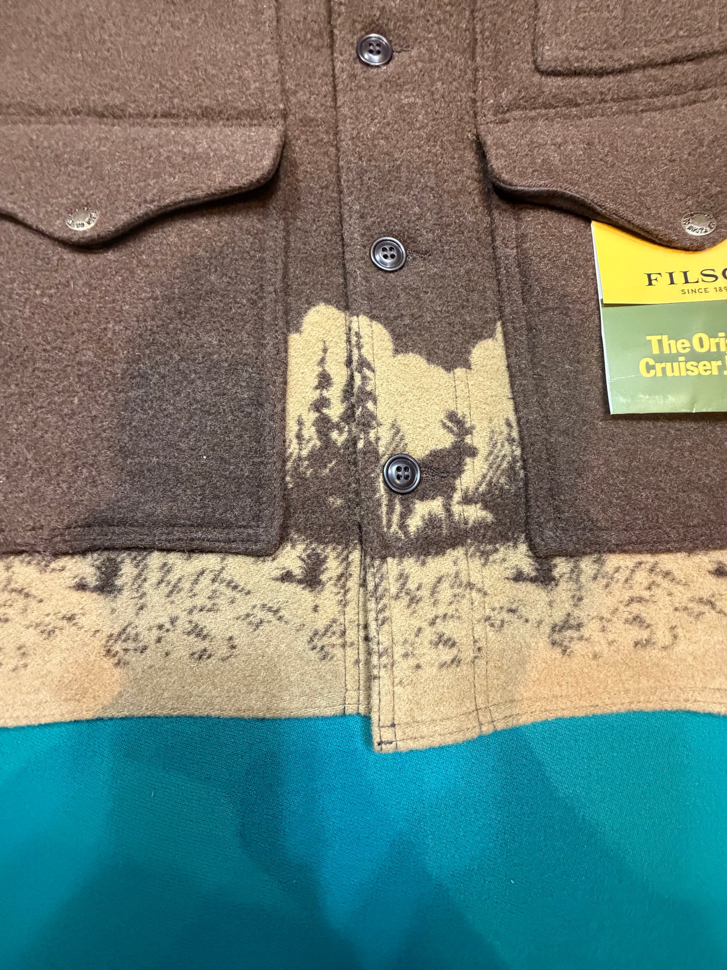 Filson Jacquard Wool Cruiser Brown and Khaki Large #20285029 Made in the USA, Discontinued Factory 1st NWT