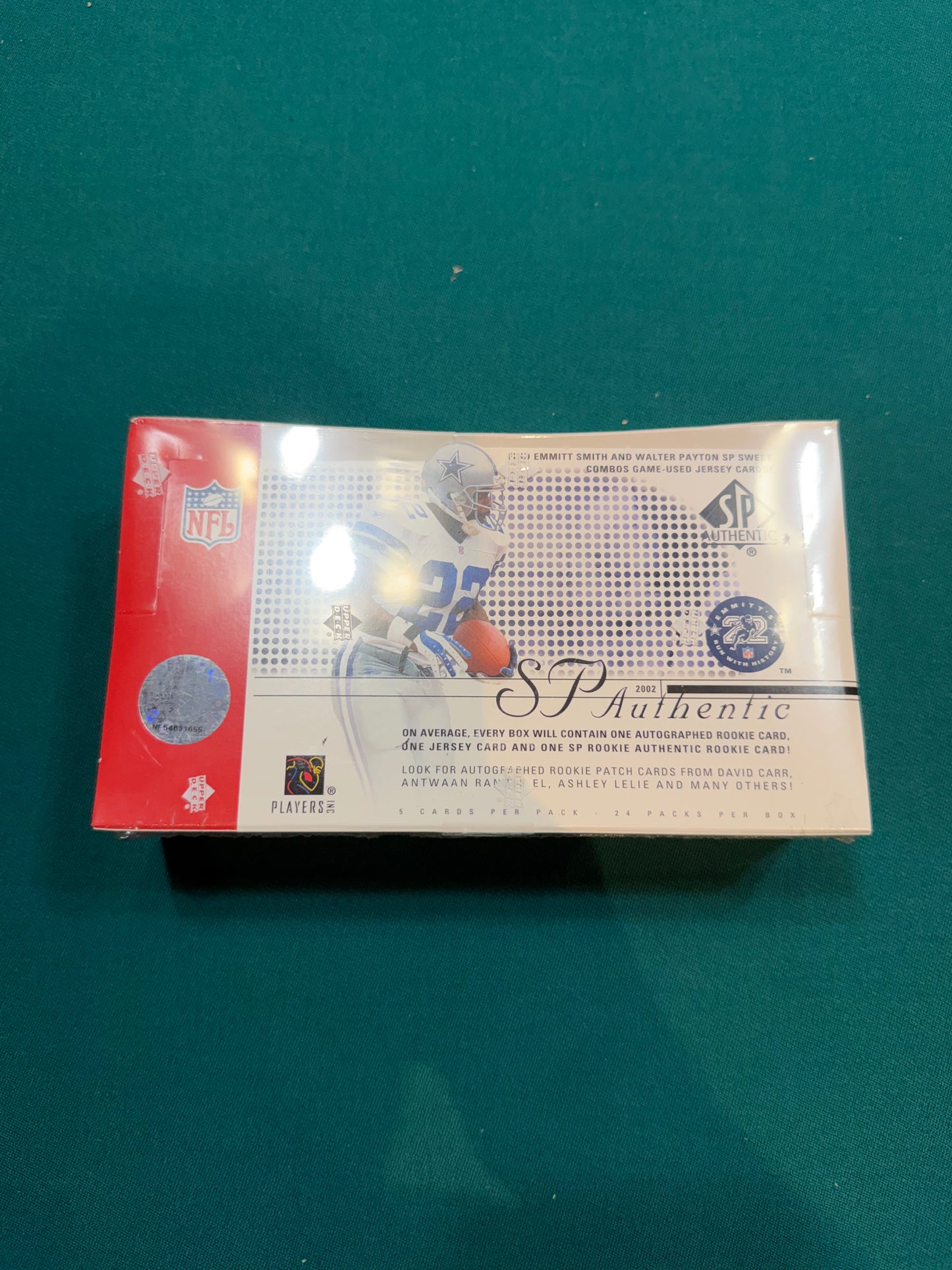 2002 SP Authentic Football Sealed Hobby Box - 24 Packs 5 cards per pack.