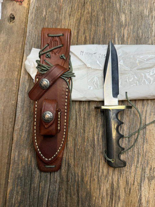 New Paper Randall Made Knife Mini Model 14 Attack Knife Black Micarta SN # 414