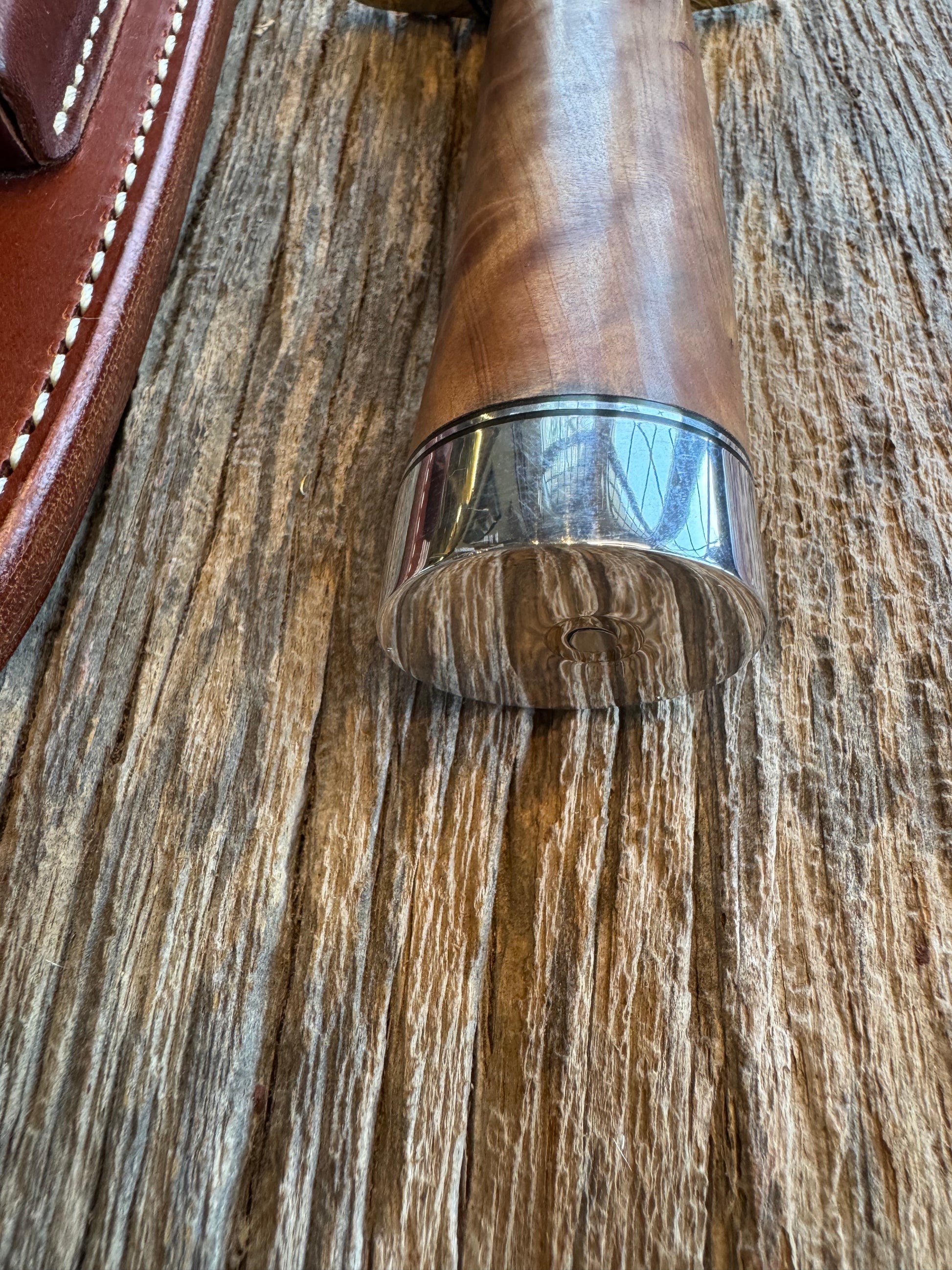 Nice Randall Knife Model 14-7 1/2 Thuya Burl Nickel Silver Hilt, Stainless Steel Blade