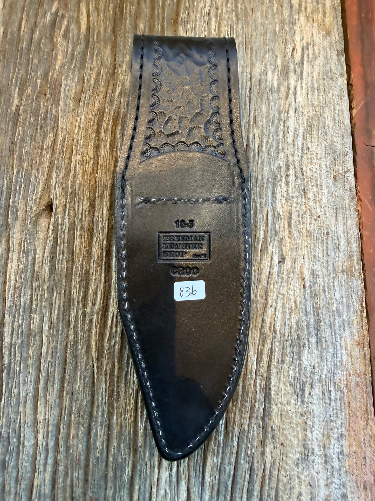 New Randall Model 19-5 Sheath in Exotic Black Crocodile from Treeman.
