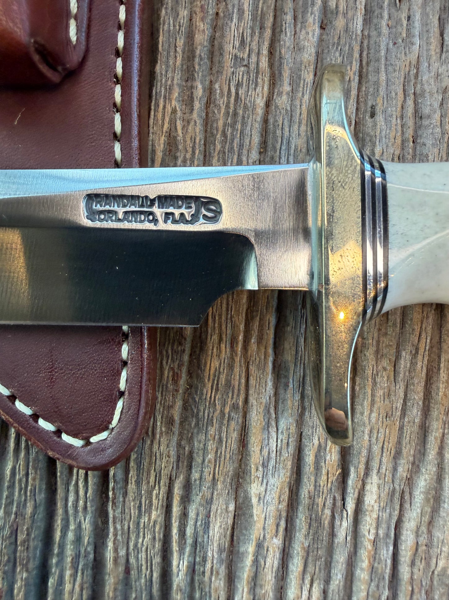 New Randall Knife Model 4-7 in a Stag Finger groves Handle Stainless Blade, NSH