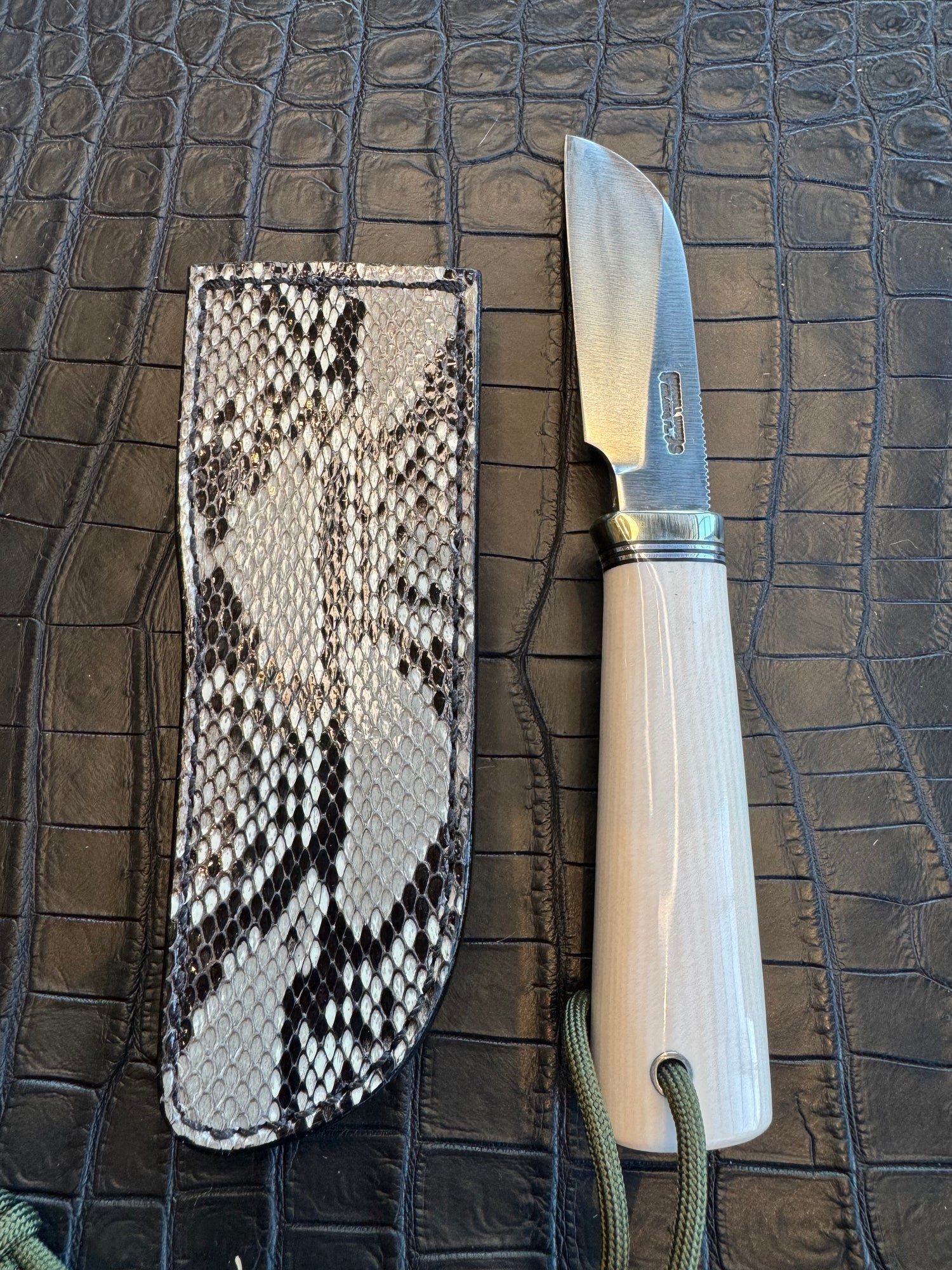 Randall Model Cattleman Exotic Black and White Python Sheath from Treeman.