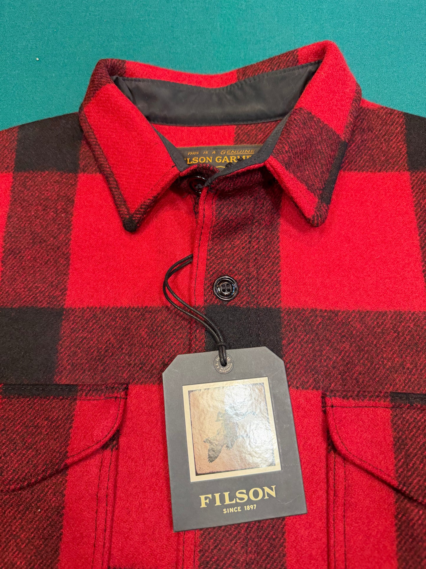 Filson Mackinaw Wool Jac Shirt Red Black - Mens M - New - Made In USA - Limited