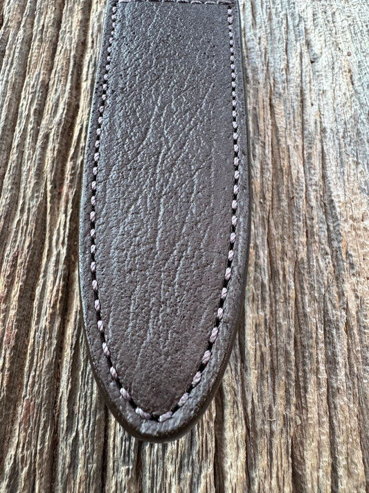 Randall Model Gambler 5 Inch Sheath in Exotic Cape Buffalo in Dark Brown Leather from Treeman.