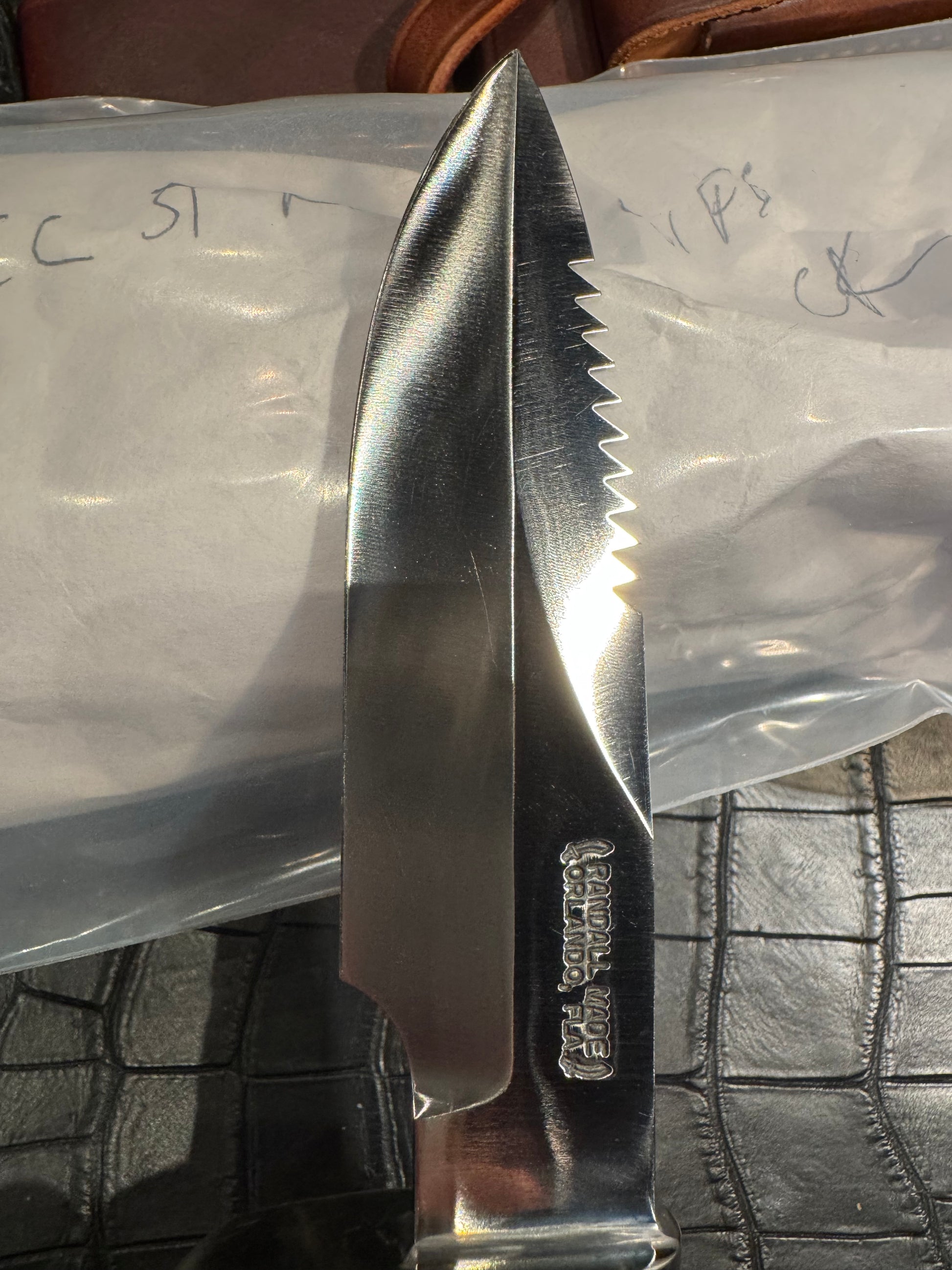 New Randall Combat Companion Knife Sawtooth Resin Ivory Finger Groove Handle