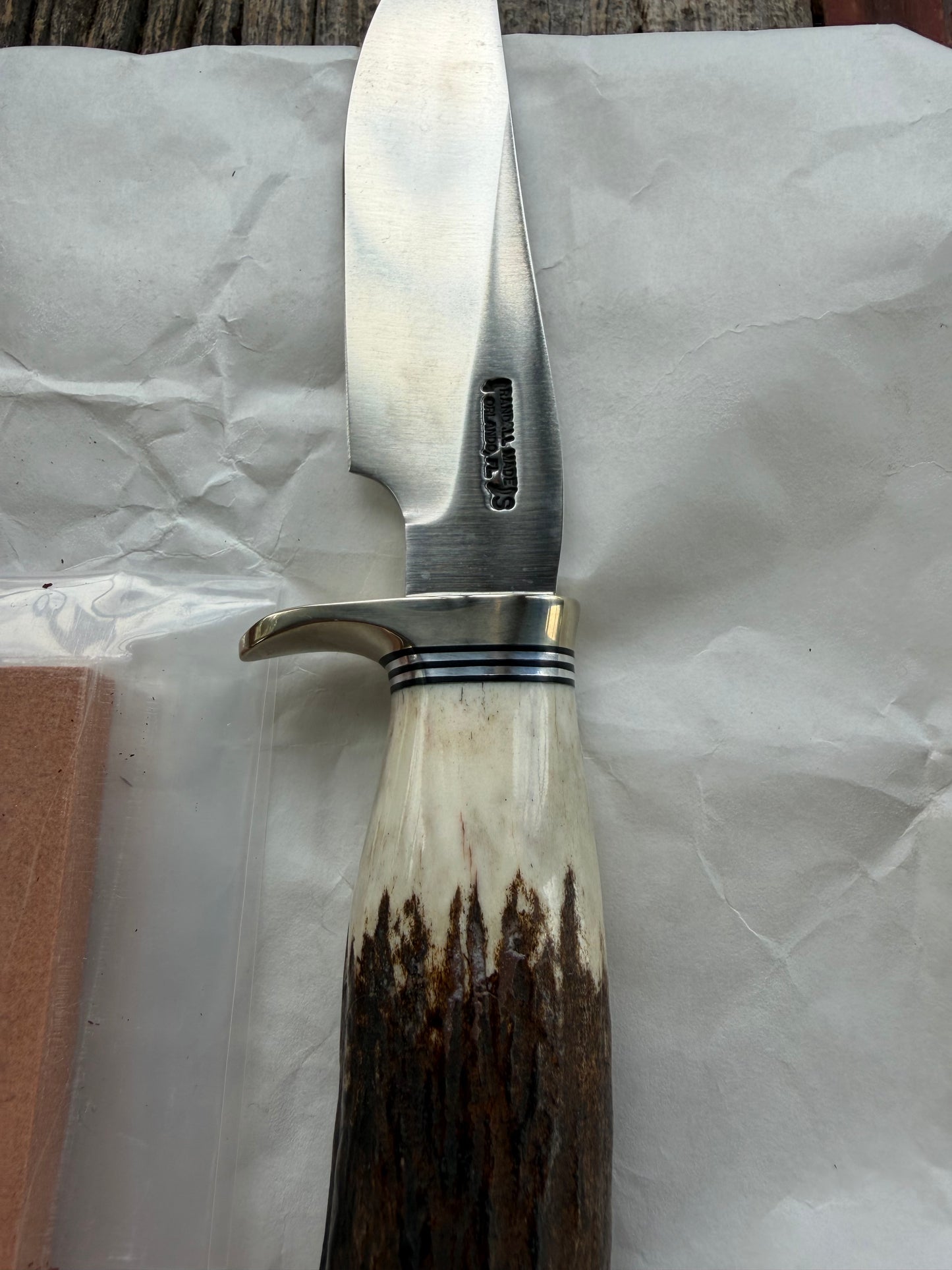 New in Paper Randall Made Knife Model Denmark Special Stainless Nickel Hilt, Wrist thong.