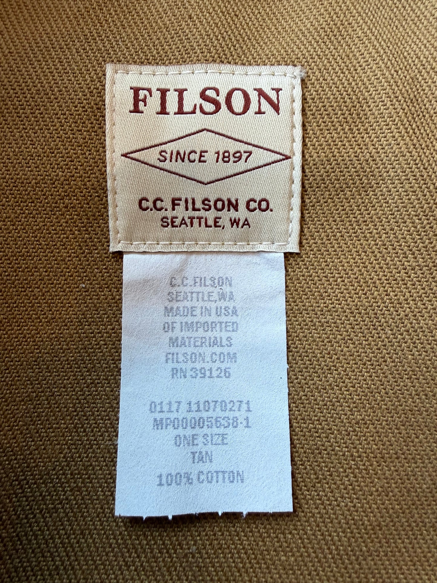 Filson Suit Cover Garment Bag Travel Rare Dark Tan Canvas Leather #70271 NWOT