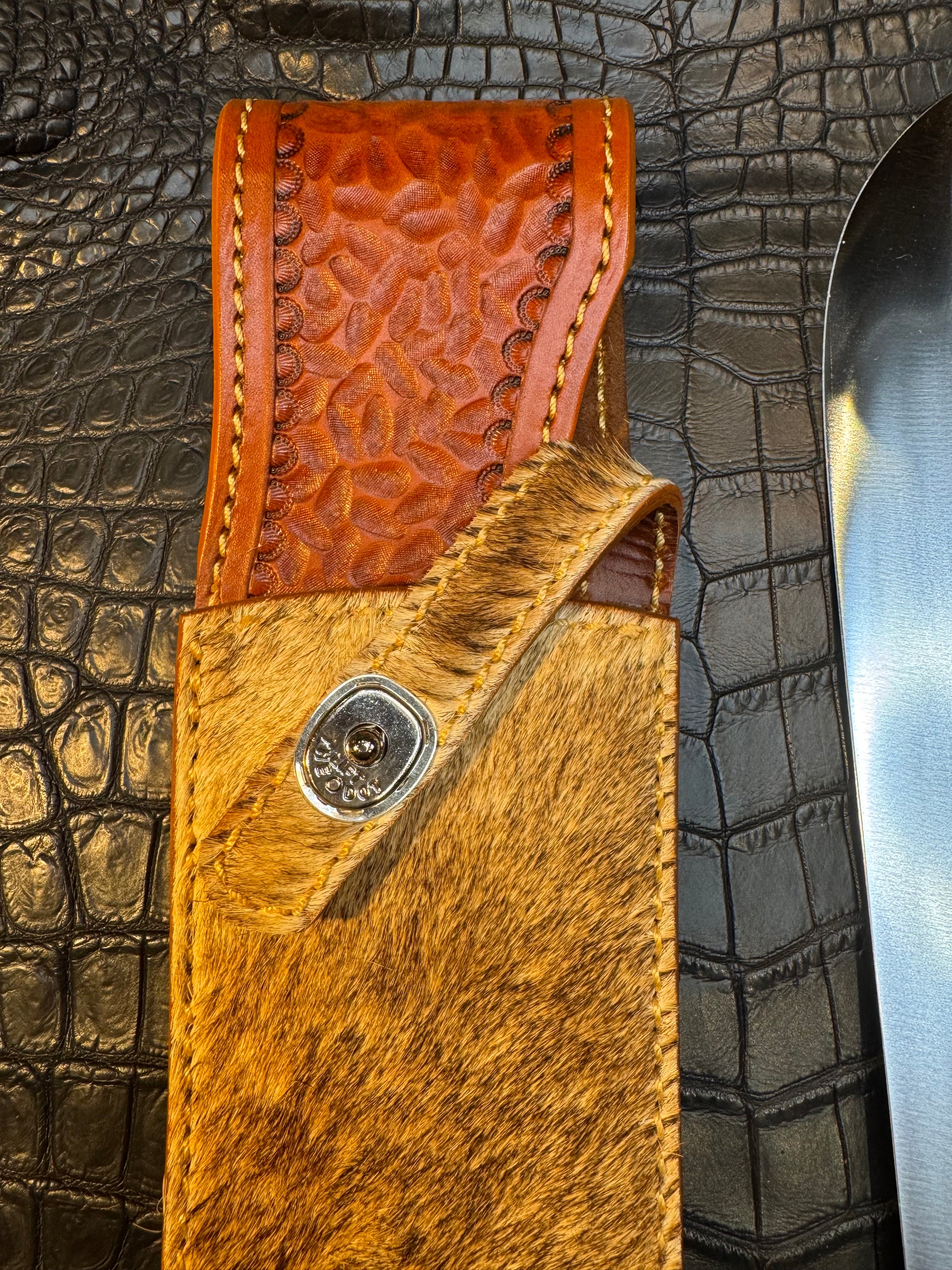 Randall Model Smithsonian “Smitty”Sheath in Exotic Giraffe Hide from Treeman. Sheath only