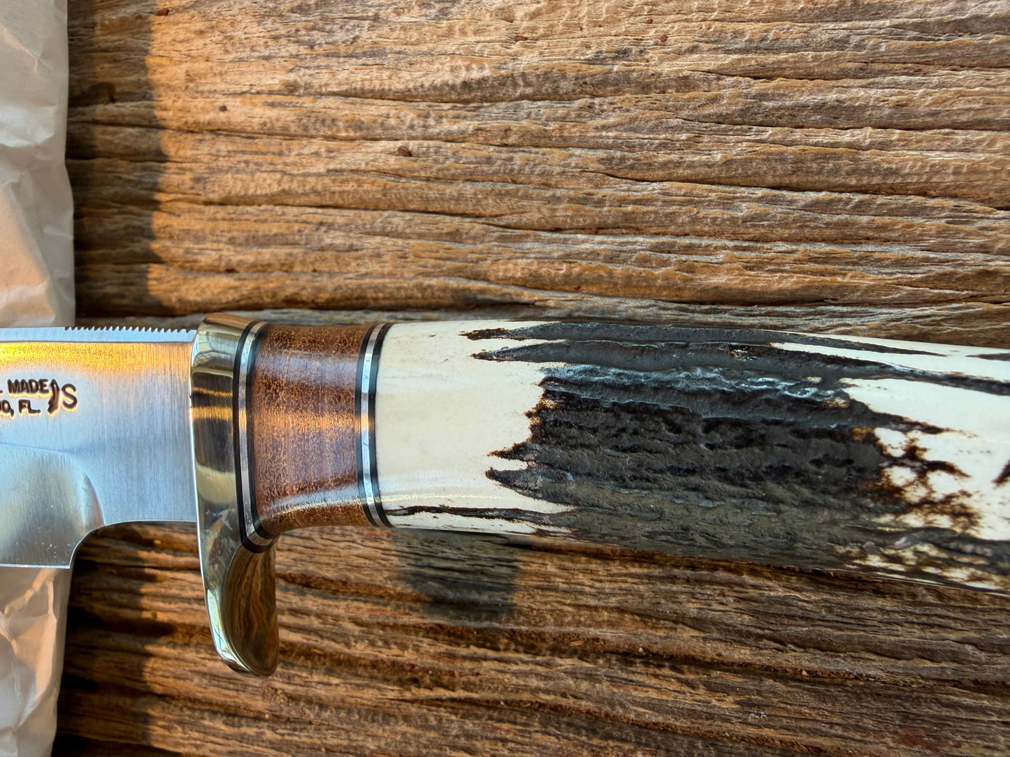 New in paper Randall Knife Model 25-6 Trapper in Stag Leather Handle Stainless Blade, NSH