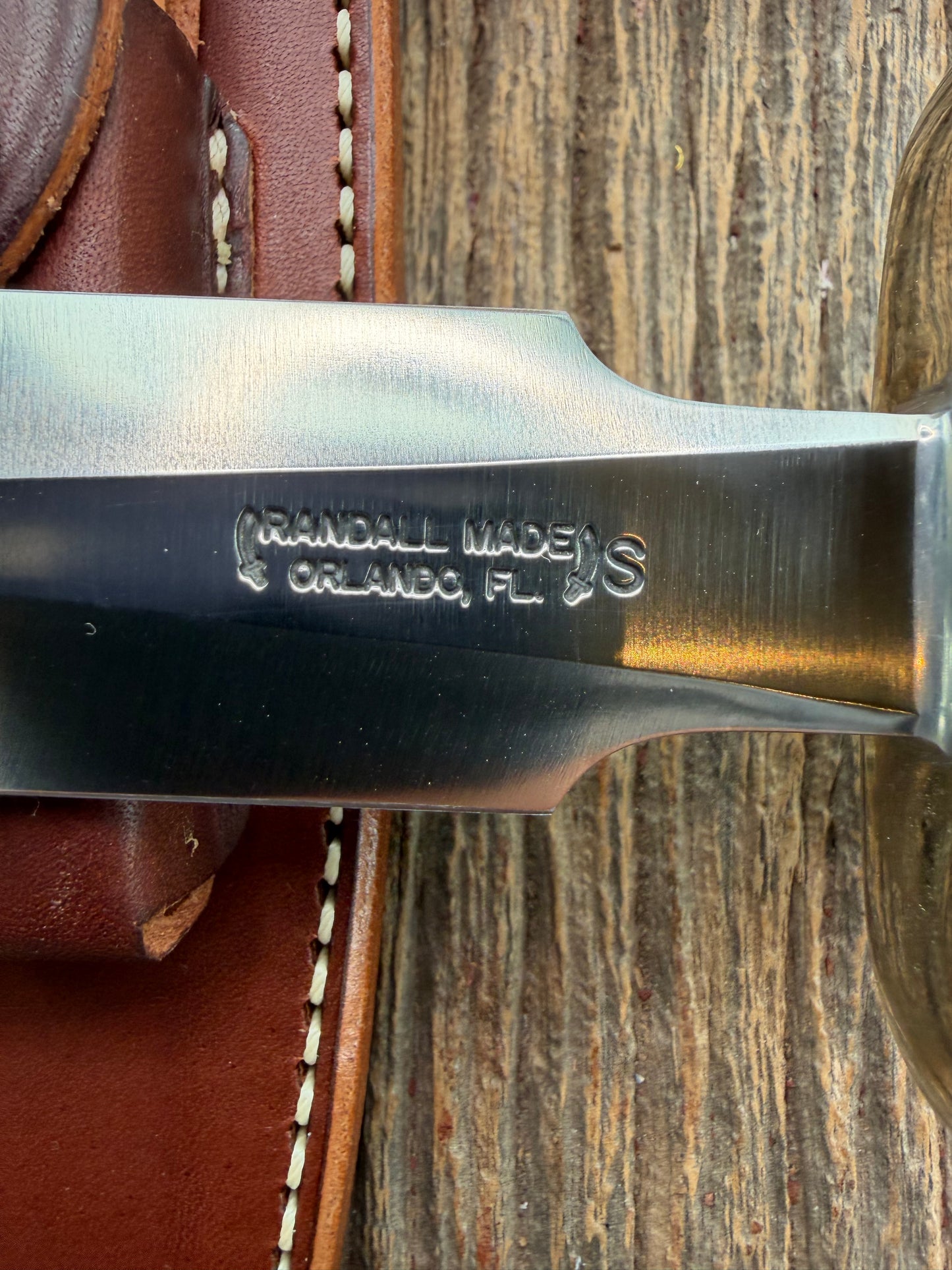 New in Paper Randall Made Knife Model 2-7 with a Stag handle, Stainless steel blade, Nickel silver Hilt, black and aluminum spacers, loaded!!