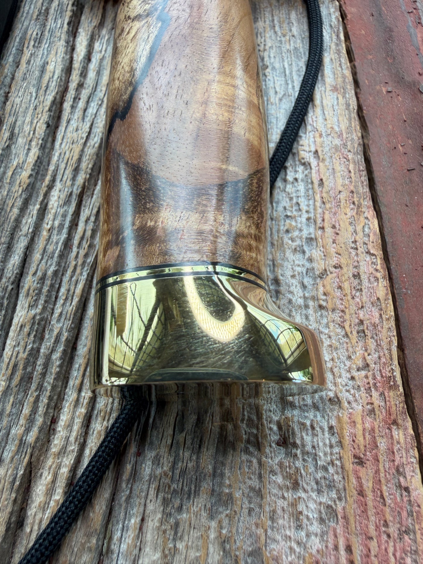 New in Paper Randall Knife 12-9 Spalted Maple wood handle, Double Brass Hilt + Crows Beak Butt Cap, Stainless Steel.