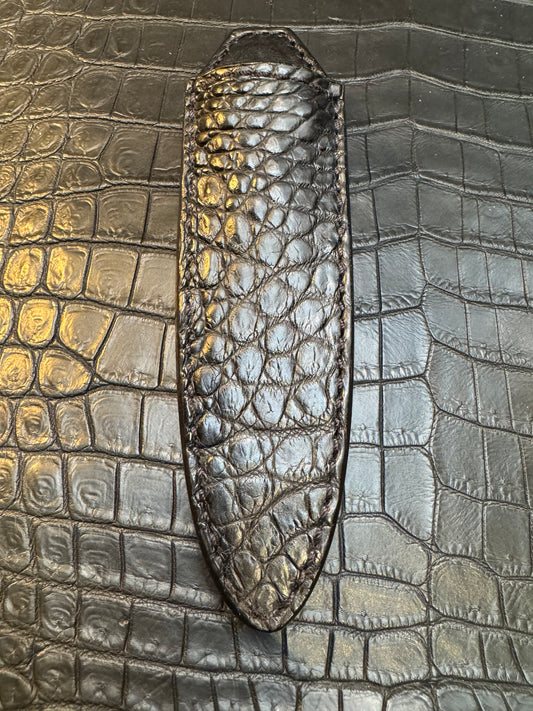 Randall Model 24 “Guardian” Sheath in Exotic Black Crocodile by Treeman. (Sheath only)