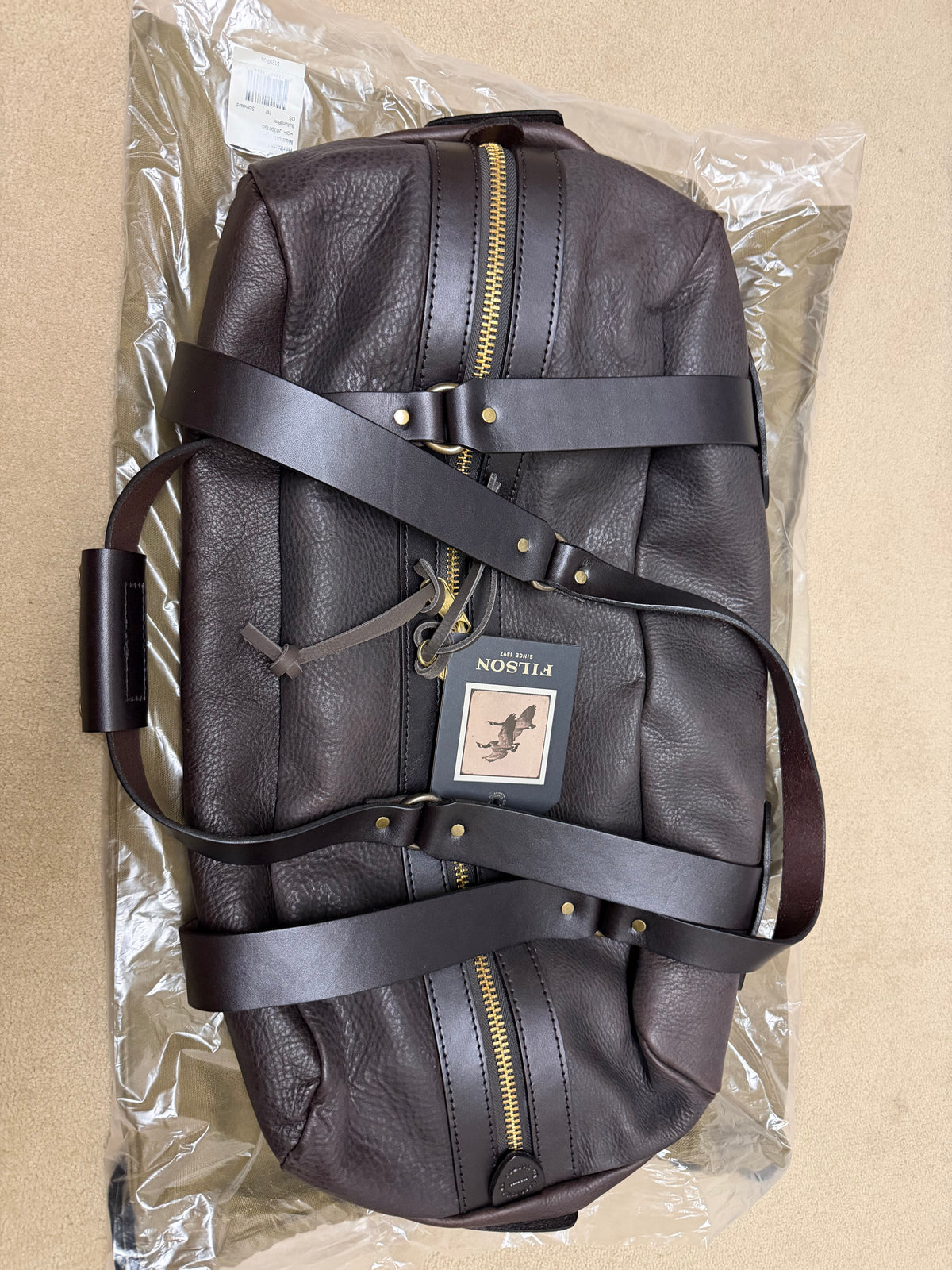 FILSON HERITAGE LEATHER MEDIUM DUFFLE BAG BALLARD BROWN OS NWT