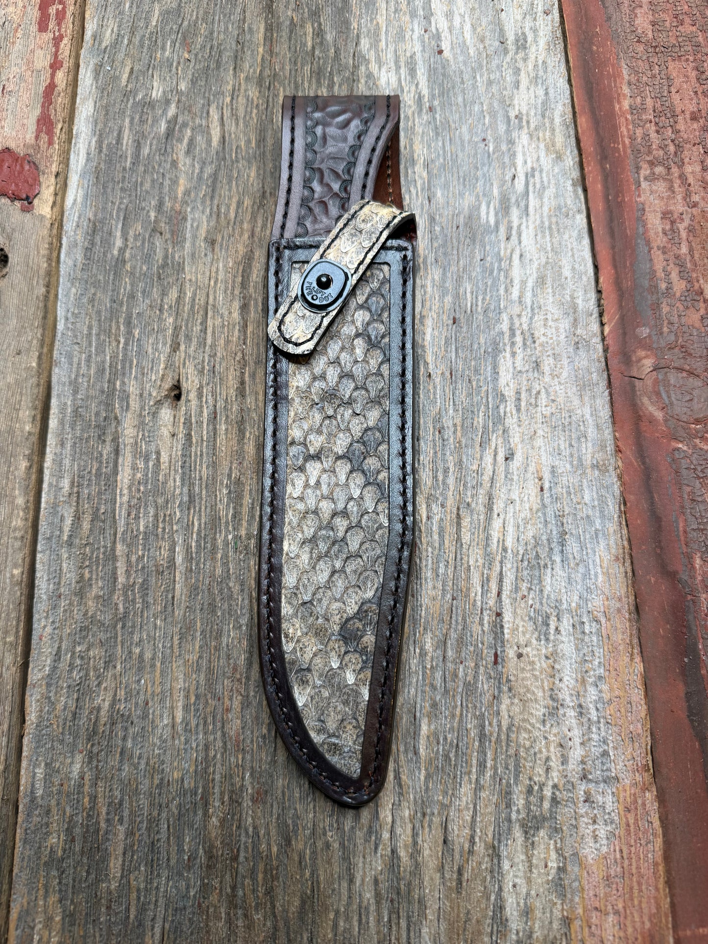 Randall Model 1-8 with Western Diamondback RattleSnake skin from Treeman Sheaths.