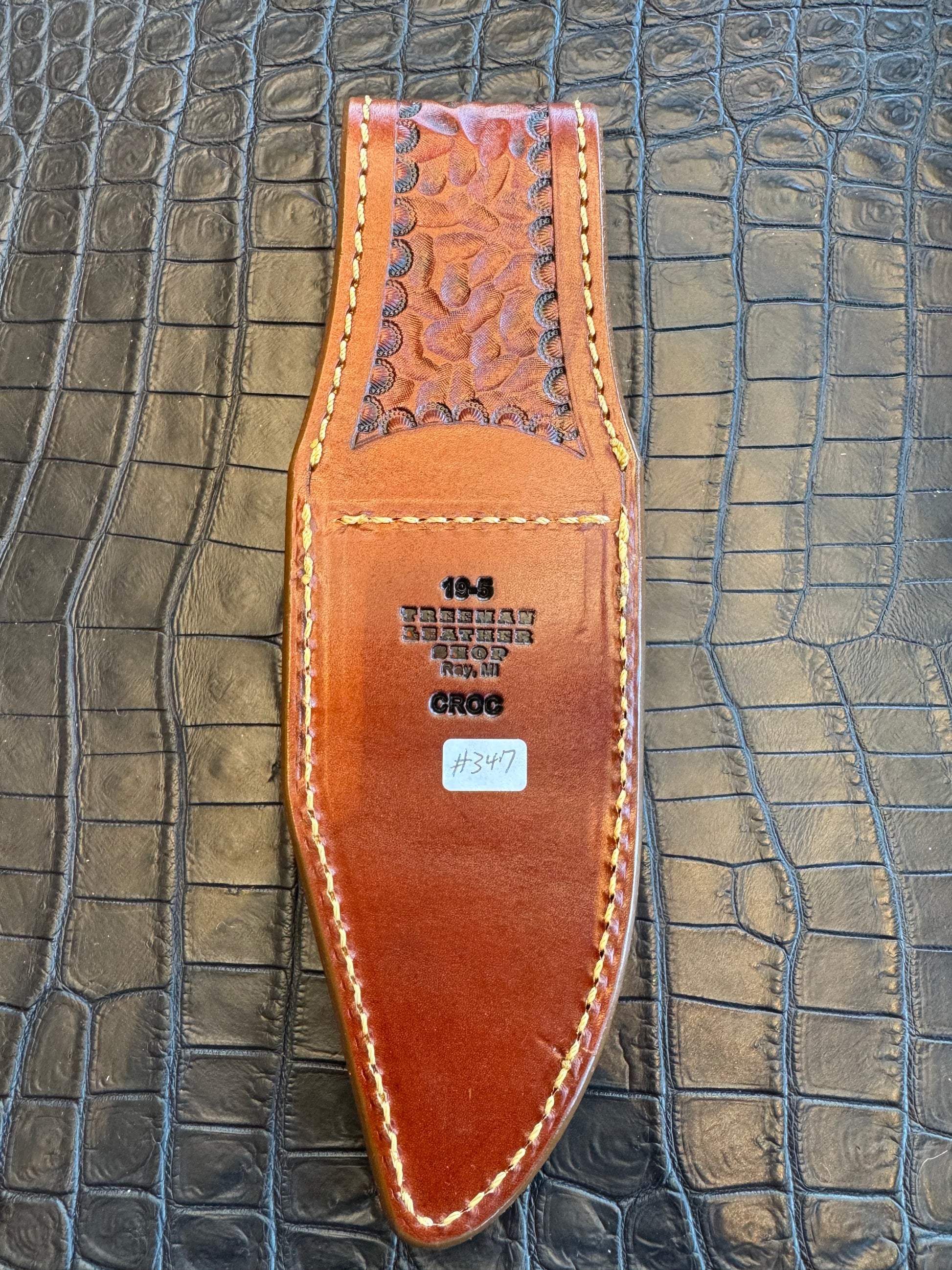 Randall Model 19-5 Exotic Rum Tan Crocodile Sheath from Treeman.