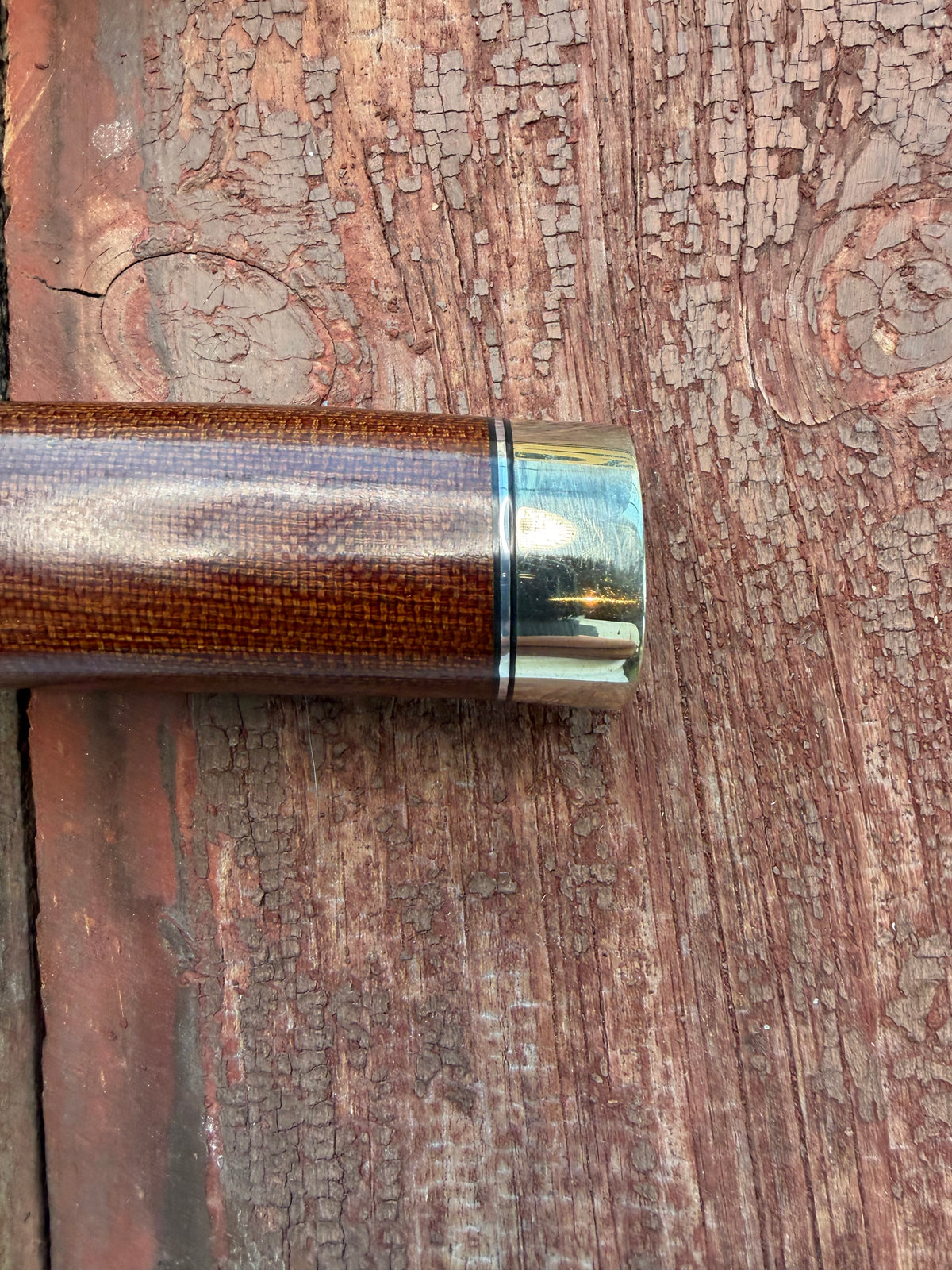 New in Paper Randall Model 19-5 with an attractive piece of Brown Micarta. Nickel silver single Hilt and buttcap , Stainless steel. Black and Aluminum spacers.