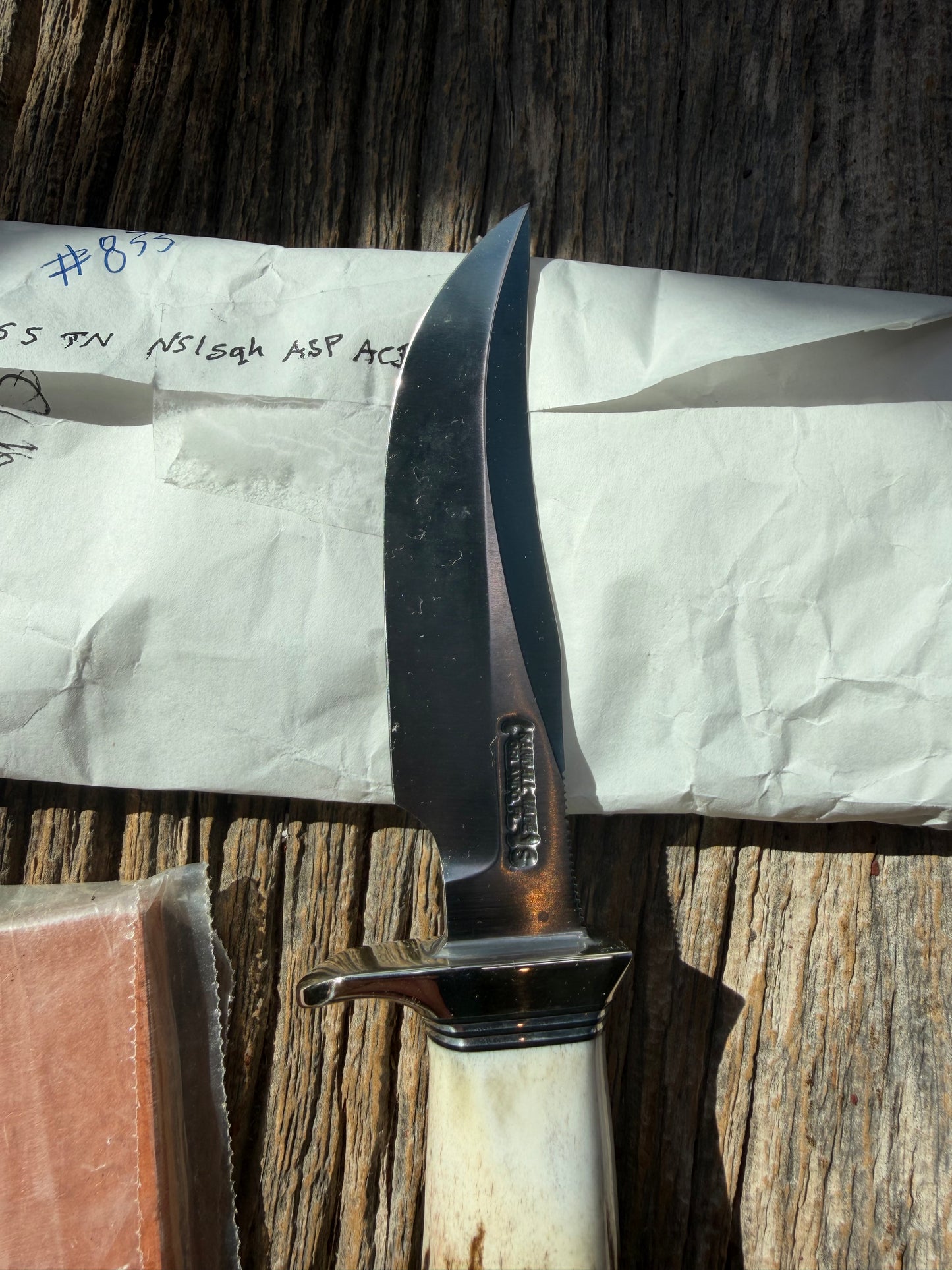 New in Paper Randall Knife Model #8-4 Old Style Trout And Bird Stag Handle, Stainless steel. Aluminum Crows Beak butt cap.