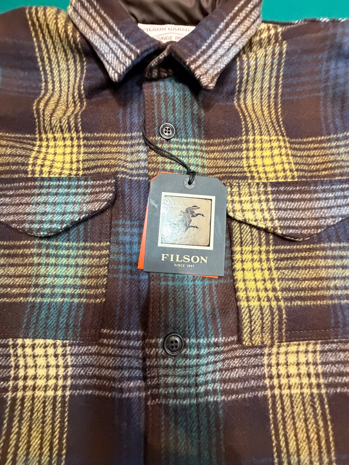 Filson Mackinaw Wool Jac Shirt New Black Coffee Small Heavy 24oz Wool USA Made