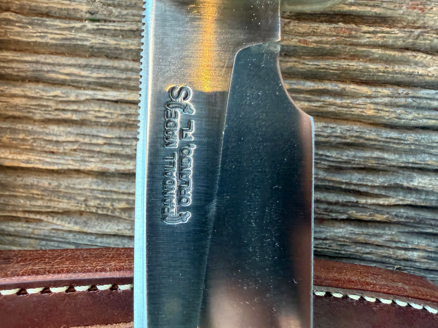 New in paper Randall Knife Model 25-6 Trapper in Stag Leather Handle Stainless Blade, NSH