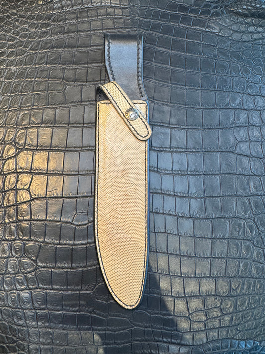 Randall Model 1-7 or 2-7 Sheath in Exotic Snake Skin Custom Made at Sullivan’s by Gutcher.