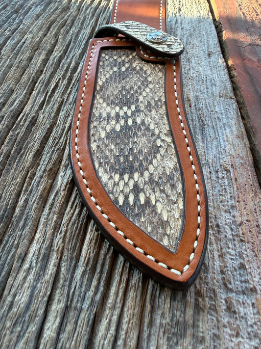 NOTE : Item is part of my personal Collection. Adding to cart will not result in sale. Rare Randall Sullivans by Gutcher Exotic Rattlesnake Knife Sheath for a Bowles Special. Randall Snap and Beautiful Diamond inlay pattern.