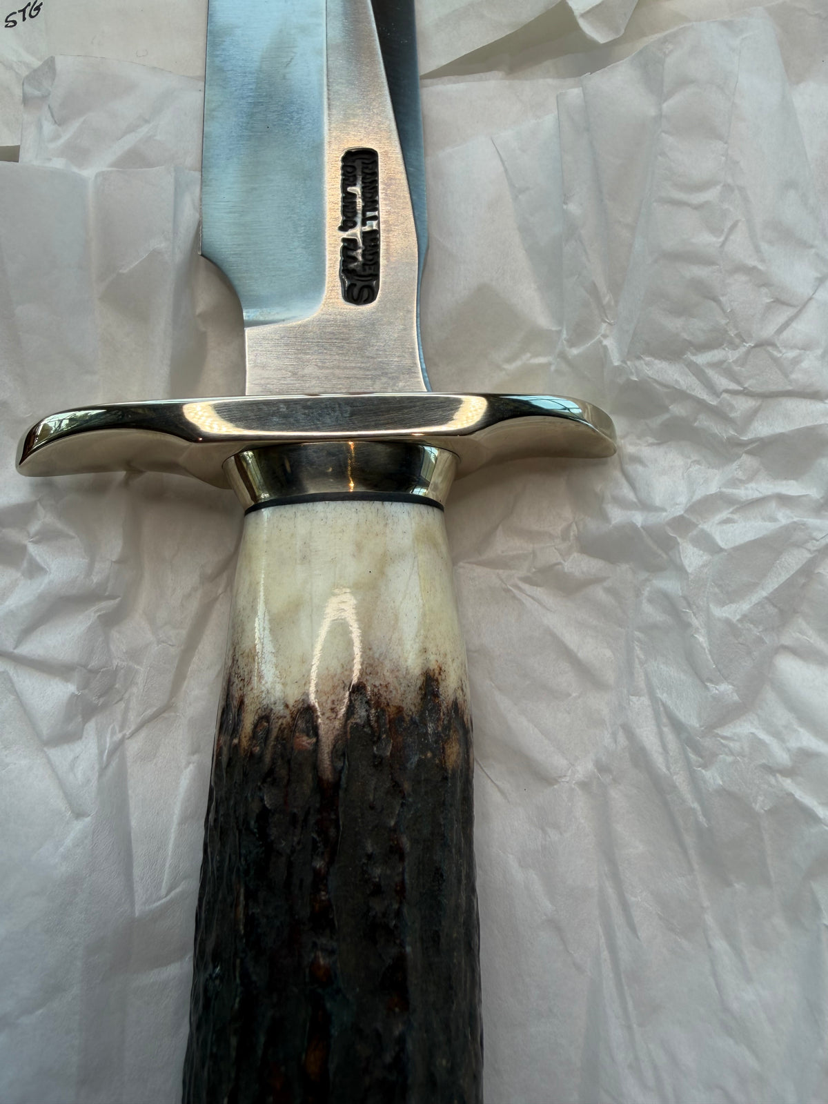 New in Paper Randall Made Knife Model 1-6 Customer supplied Stag Stainless, Nickel silver Hilt and collar and butt cap, loaded!!